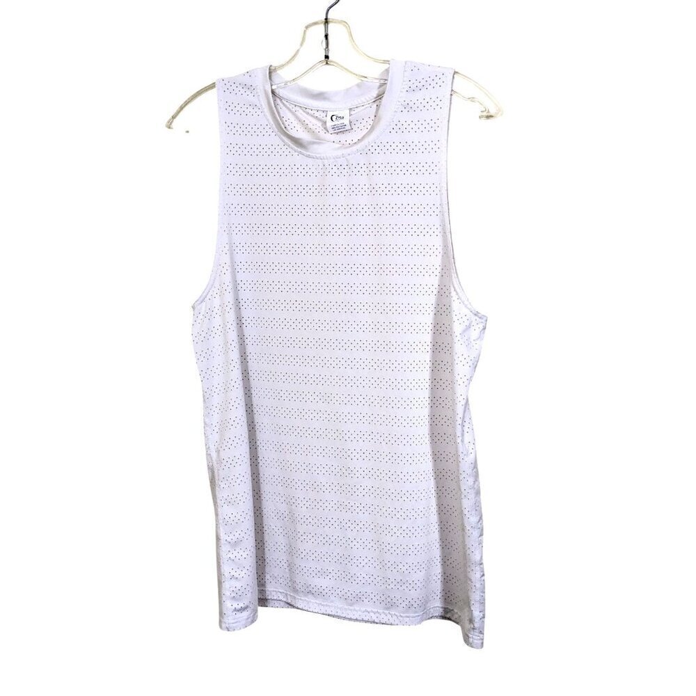 Zyia Active Womens Large White Perforated Athletic Tank Top Sleeveless High Neck